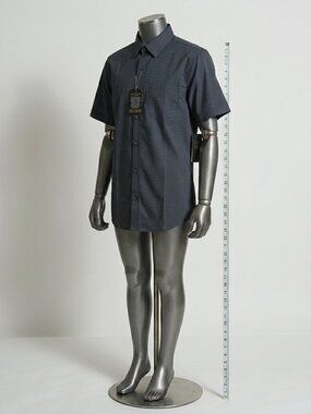 Six Lincoln New York Men's Printed Shirt, Short sleeve Button down Size L